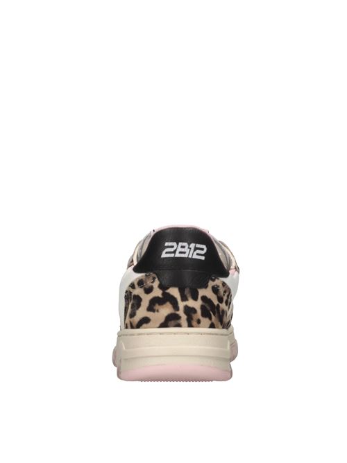 Sneakers in pelle 2B12 | BABYHYPER-WV021BIANCO-PLATINO-LEOPARDATO-NERO