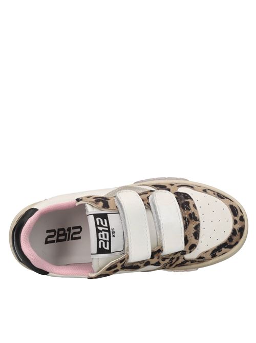 Sneakers in pelle 2B12 | BABYHYPER-WV021BIANCO-PLATINO-LEOPARDATO-NERO