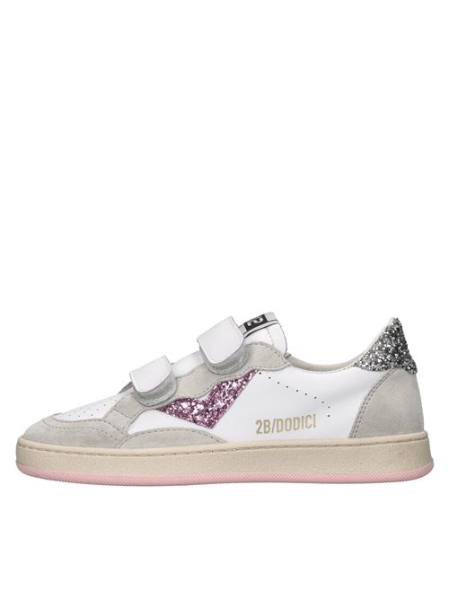 Sneakers in pelle camoscio e glitter 2B12 | BABY.PLAY-85BIANCO-ROSA-ARGENTO