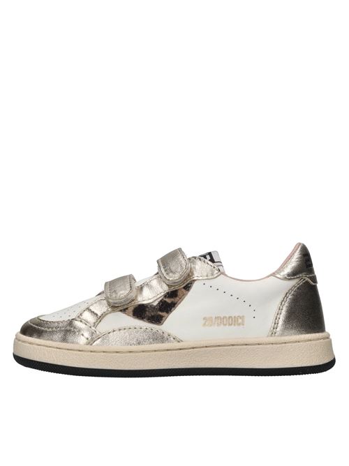 Sneakers in pelle 2B12 | BABYPLAY-W104BIANCO-PLATINO-LEOPARDATO