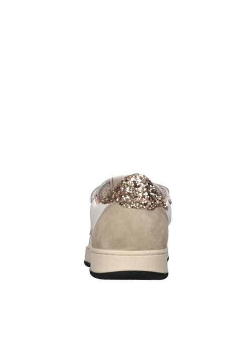 Sneakers in pelle e glitter 2B12 | BABYPLAY-W107BIANCO-ORO