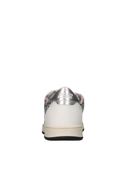 Sneakers in pelle e glitter 2B12 | BABYPLAY-W92BIANCO-ARGENTO