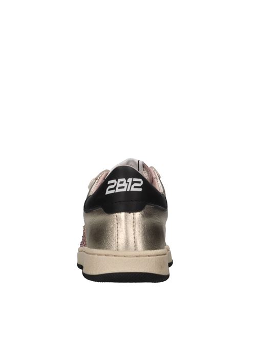 Sneakers in pelle camoscio e glitter 2B12 | BABYSUPRIME-W79PLATINO-ROSA-NERO