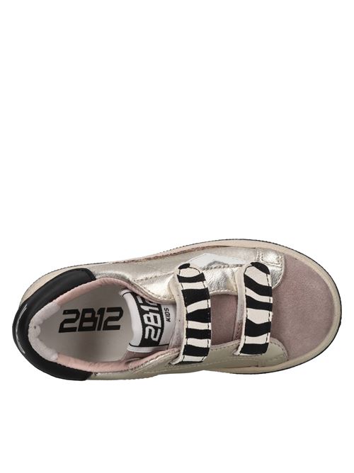 Sneakers in pelle camoscio e glitter 2B12 | BABYSUPRIME-W79PLATINO-ROSA-NERO