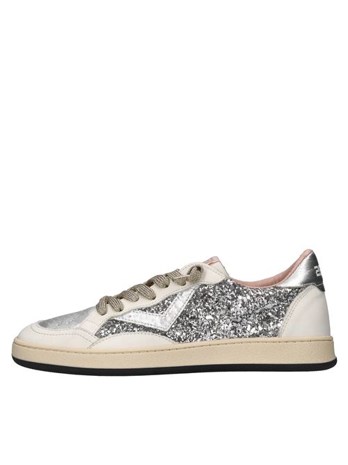 Sneakers in pelle e glitter 2B12 | JRPLAY-W92BIANCO-ARGENTO