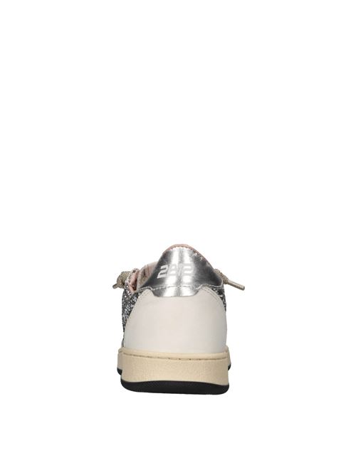 Sneakers in pelle e glitter 2B12 | JRPLAY-W92BIANCO-ARGENTO