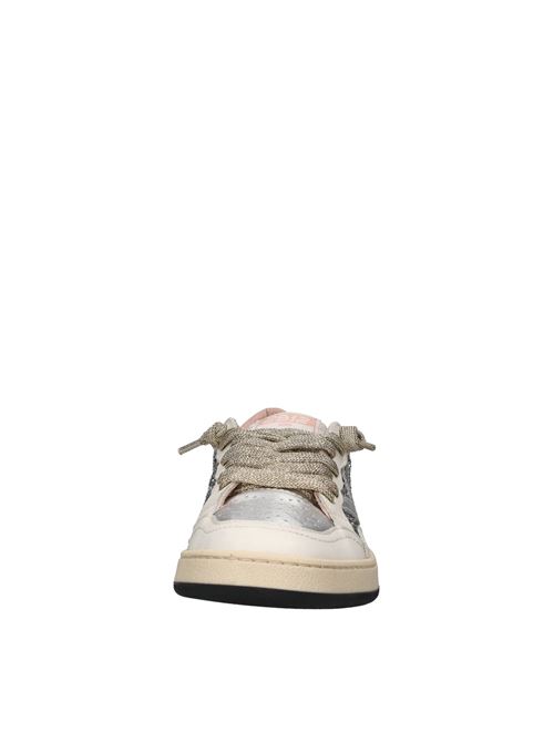 Sneakers in pelle e glitter 2B12 | JRPLAY-W92BIANCO-ARGENTO