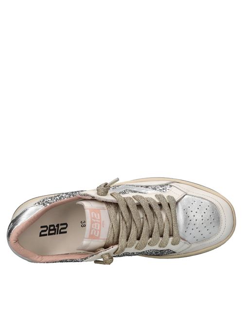 Sneakers in pelle e glitter 2B12 | JRPLAY-W92BIANCO-ARGENTO