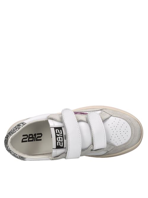 Sneakers in pelle camoscio e glitter 2B12 | MINI.PLAY-85BIANCO-ROSA-ARGENTO