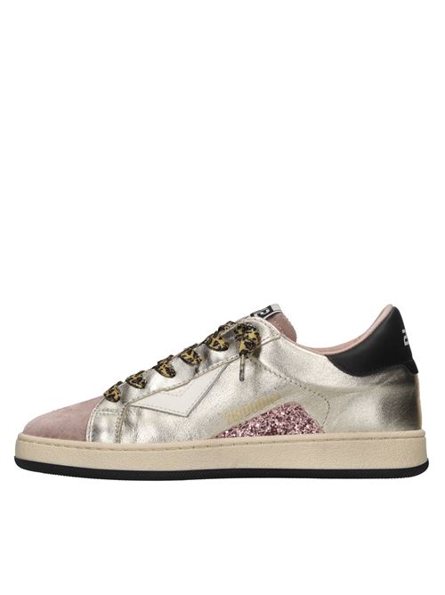 Sneakers in pelle camoscio e glitter 2B12 | MINISUPRIME-W79PLATINO-ROSA-NERO