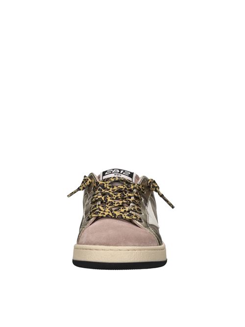 Sneakers in pelle camoscio e glitter 2B12 | MINISUPRIME-W79PLATINO-ROSA-NERO