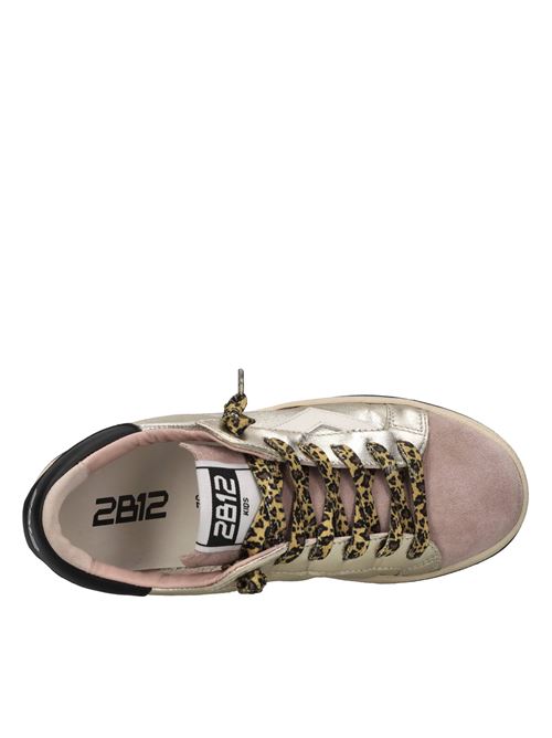 Sneakers in pelle camoscio e glitter 2B12 | MINISUPRIME-W79PLATINO-ROSA-NERO