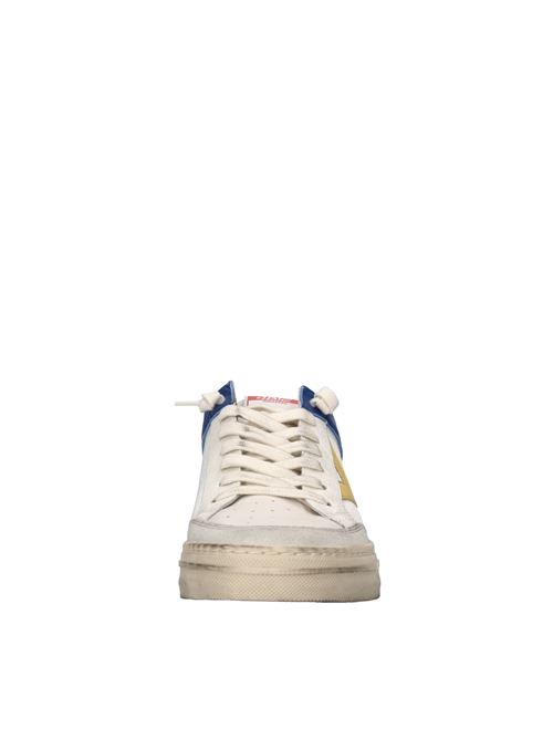Sneakers in pelle e tessuto 4B12 | KYLE-U104BIANCO-BLU-GIALLO-VERDE