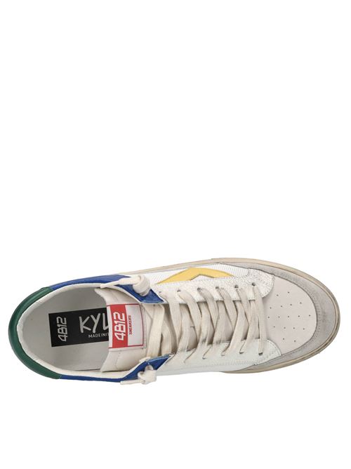 Sneakers in pelle e tessuto 4B12 | KYLE-U104BIANCO-BLU-GIALLO-VERDE