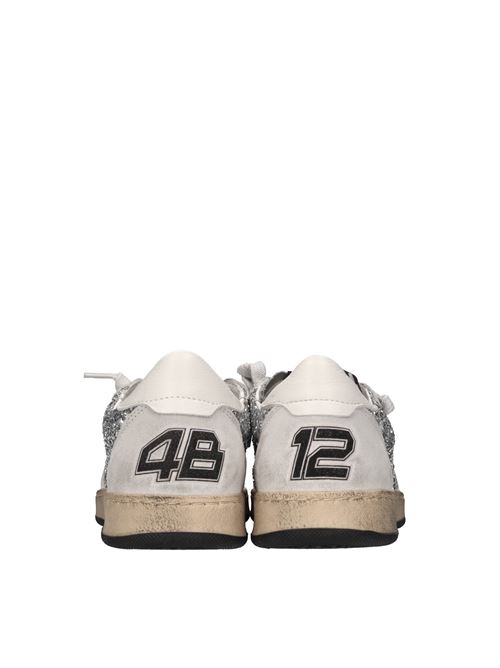 Sneakers in pelle e glitter 4B12 | PLAYNEW-D223ARGENTO-BIANCO