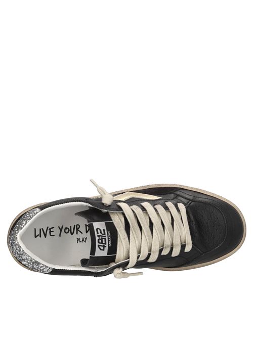 Sneakers in pelle e glitter 4B12 | PLAYNEWSKY-D221NERO-ORO-ARGENTO