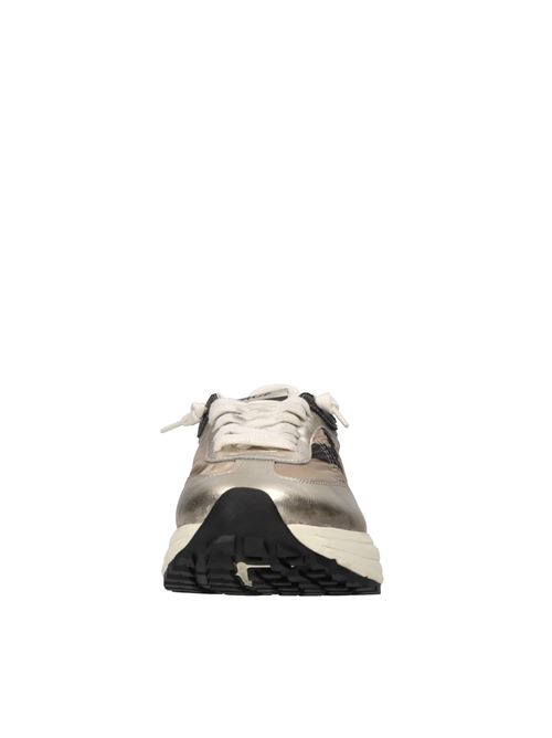 Sneakers in pelle e tessuto 4B12 | RACE-D01BEIGE-PLATINO-NERO