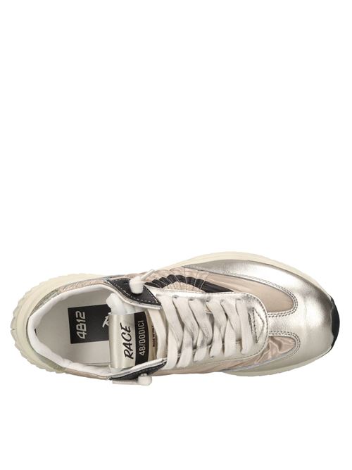 Sneakers in pelle e tessuto 4B12 | RACE-D01BEIGE-PLATINO-NERO