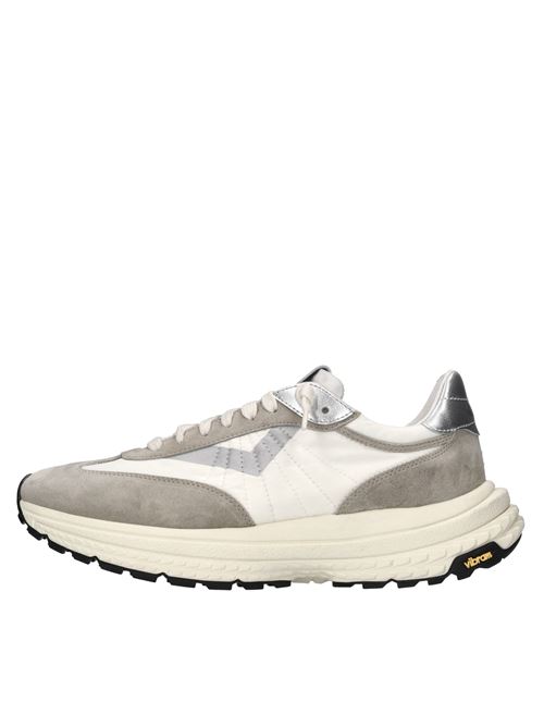 Sneakers in pelle e tessuto 4B12 | RACE-U05BIANCO-BEIGE-ARGENTO