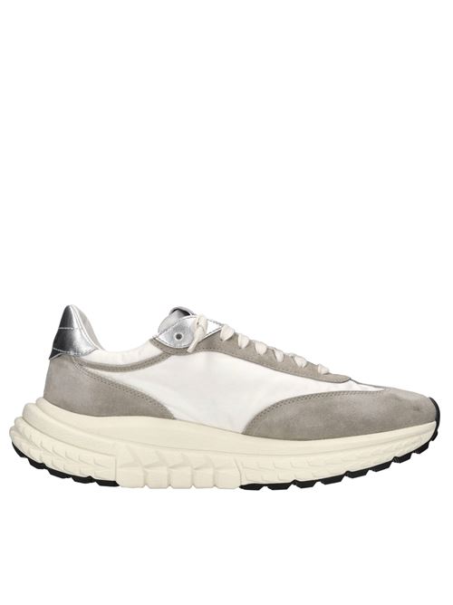 Sneakers in pelle e tessuto 4B12 | RACE-U05BIANCO-BEIGE-ARGENTO