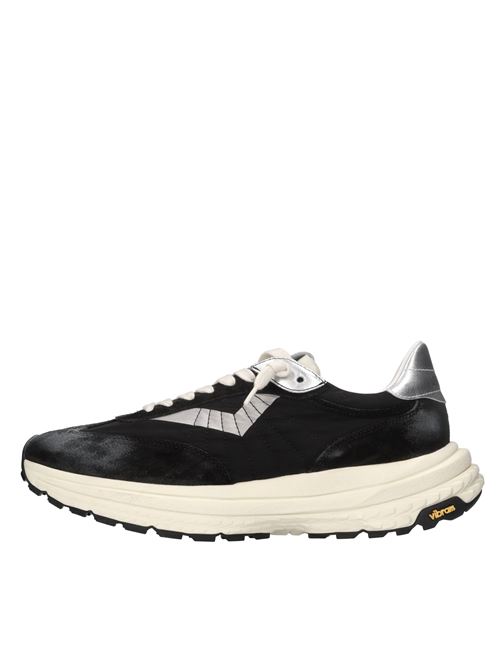 Sneakers in pelle e tessuto 4B12 | RACE-U06NERO-ARGENTO