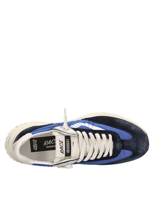 Sneakers in pelle e tessuto 4B12 | RACE-U08BLU-BIANCO