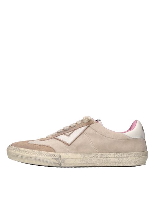 Sneakers in pelle e tessuto 4B12 | SPIKE-D13BEIGE-BIANCO