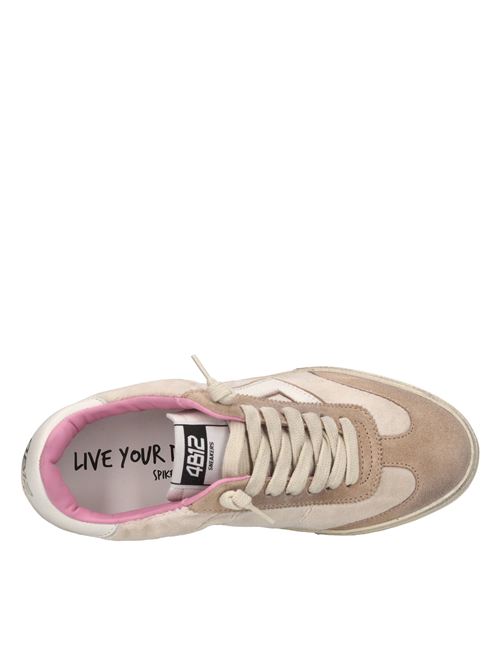 Sneakers in pelle e tessuto 4B12 | SPIKE-D13BEIGE-BIANCO