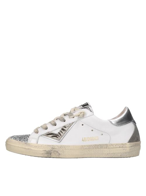 Sneakers in pelle e glitter 4B12 | SUPRIME-D323BIANCO-ARGENTO-ZEBRA