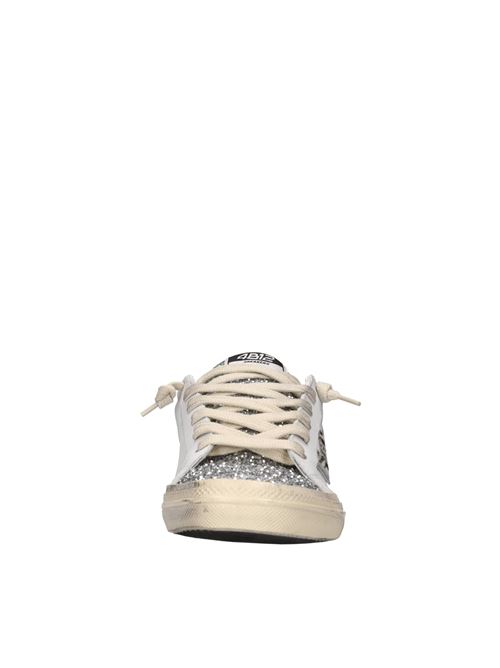 Sneakers in pelle e glitter 4B12 | SUPRIME-D323BIANCO-ARGENTO-ZEBRA