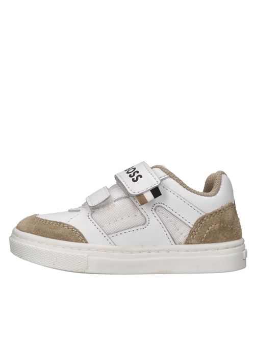 Sneakers in pelle e tessuto BOSS | J52163/10PBIANCO-MARRONE