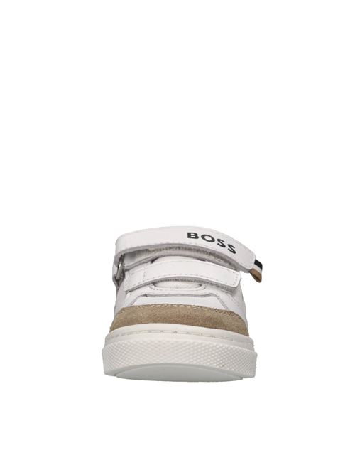 Sneakers in pelle e tessuto BOSS | J52163/10PBIANCO-MARRONE
