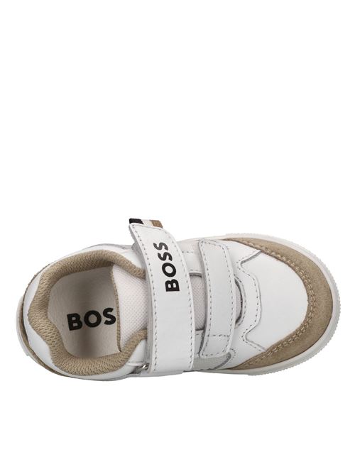 Sneakers in pelle e tessuto BOSS | J52163/10PBIANCO-MARRONE
