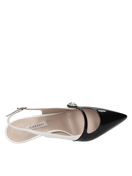Décolleté slingback in pelle e vernice CASADEI | 1G639J0501BIANCO-NERO