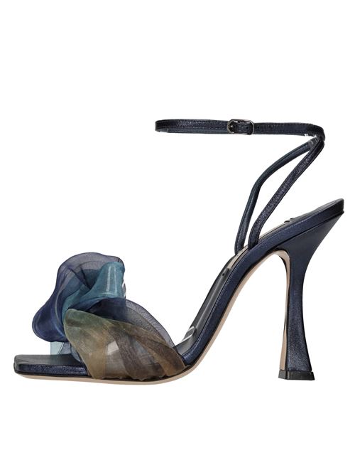 Sandali Helen in pelle con fascia in tulle e Pvc CASADEI | 1L269Y1001NOTTE