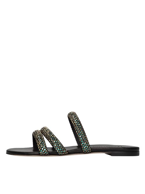 Sandali flat Olimpo Scarabeo in pelle e strass CASADEI | 1M422J0101NERO