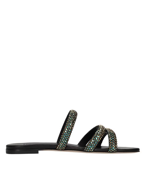 Sandali flat Olimpo Scarabeo in pelle e strass CASADEI | 1M422J0101NERO