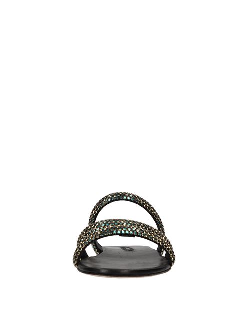 Sandali flat Olimpo Scarabeo in pelle e strass CASADEI | 1M422J0101NERO