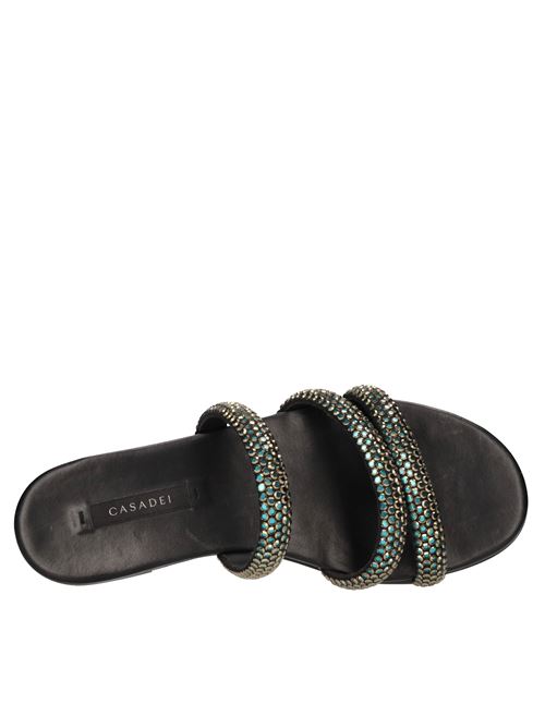Sandali flat Olimpo Scarabeo in pelle e strass CASADEI | 1M422J0101NERO