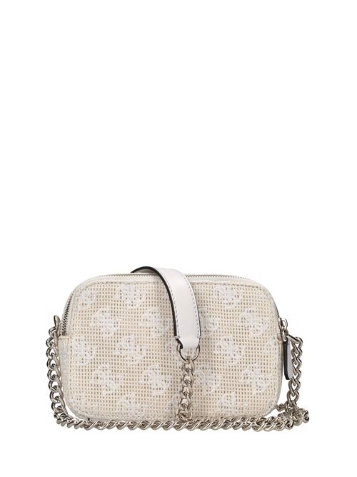 Borsa in tessuto crochet ed ecopelle con ricami 4G logo GUESS | HWAL931814BIANCO