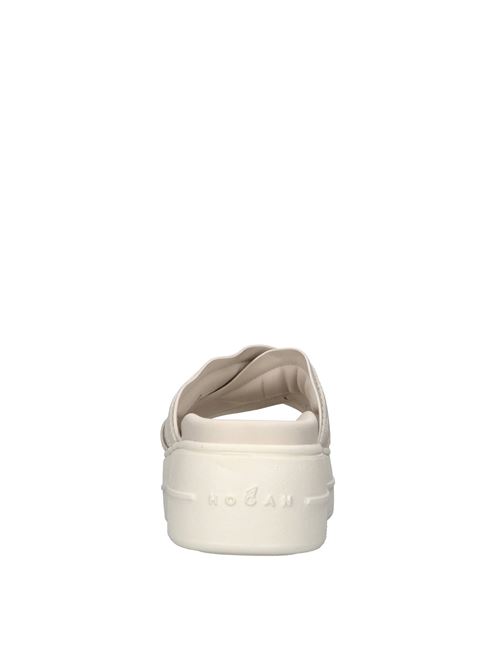 Mules in pelle e tessuto HOGAN | HXW6800FO10LE9B013BEIGE