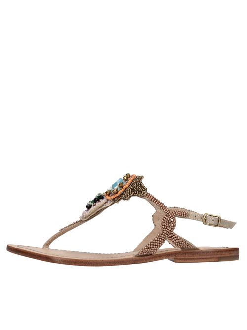 Sandali flat infradito in tessuto con ricamo di perline MALIPARMI | S4/SA0069-90886BEIGE-MULTICOLOR
