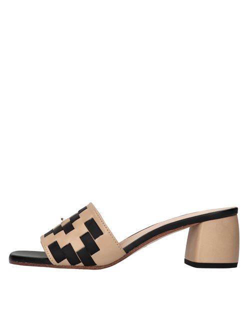 Mules in pelle e tessuto MALIPARMI | S4/SA0965BEIGE-NERO