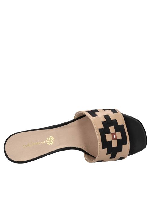 Mules in pelle e tessuto MALIPARMI | S4/SA0965BEIGE-NERO