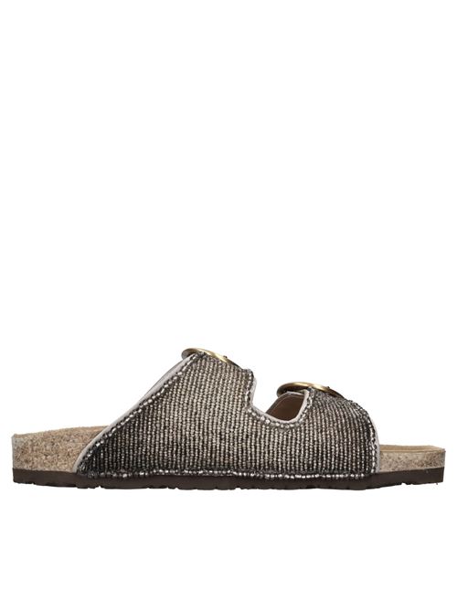 Mules in pelle, tessuto e perline MALIPARMI | S4/SJ0232NERO-ARGENTO