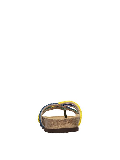 Flat infradito in tessuto e perline MALIPARMI | S4/SJ0254-90892VERDE-BLU-GIALLO