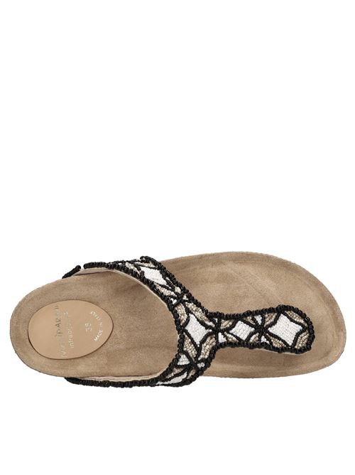 Mules in tessuto e perline MALIPARMI | S4/SJ0257-90887NERO-BIANCO-BEIGE