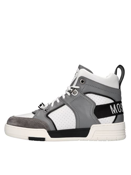 Sneakers in pelle ed ecopelle MOSCHINO COUTURE | MB15804G1LGAG10DBIANCO-GRIGIO