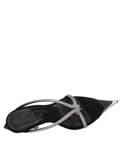 Mules Bombe in camoscio e strass MUGLER | MUWSS25SC141_SC015NERO