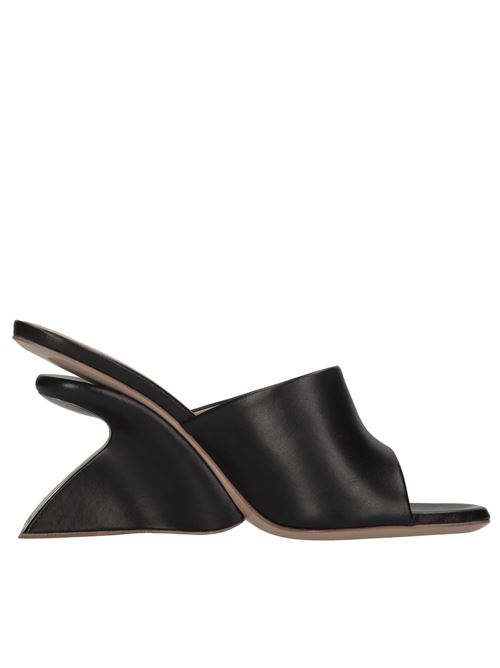 Mules Jug Wedge in pelle OFF-WHITE | OWIJ042S24LEA0011010NERO